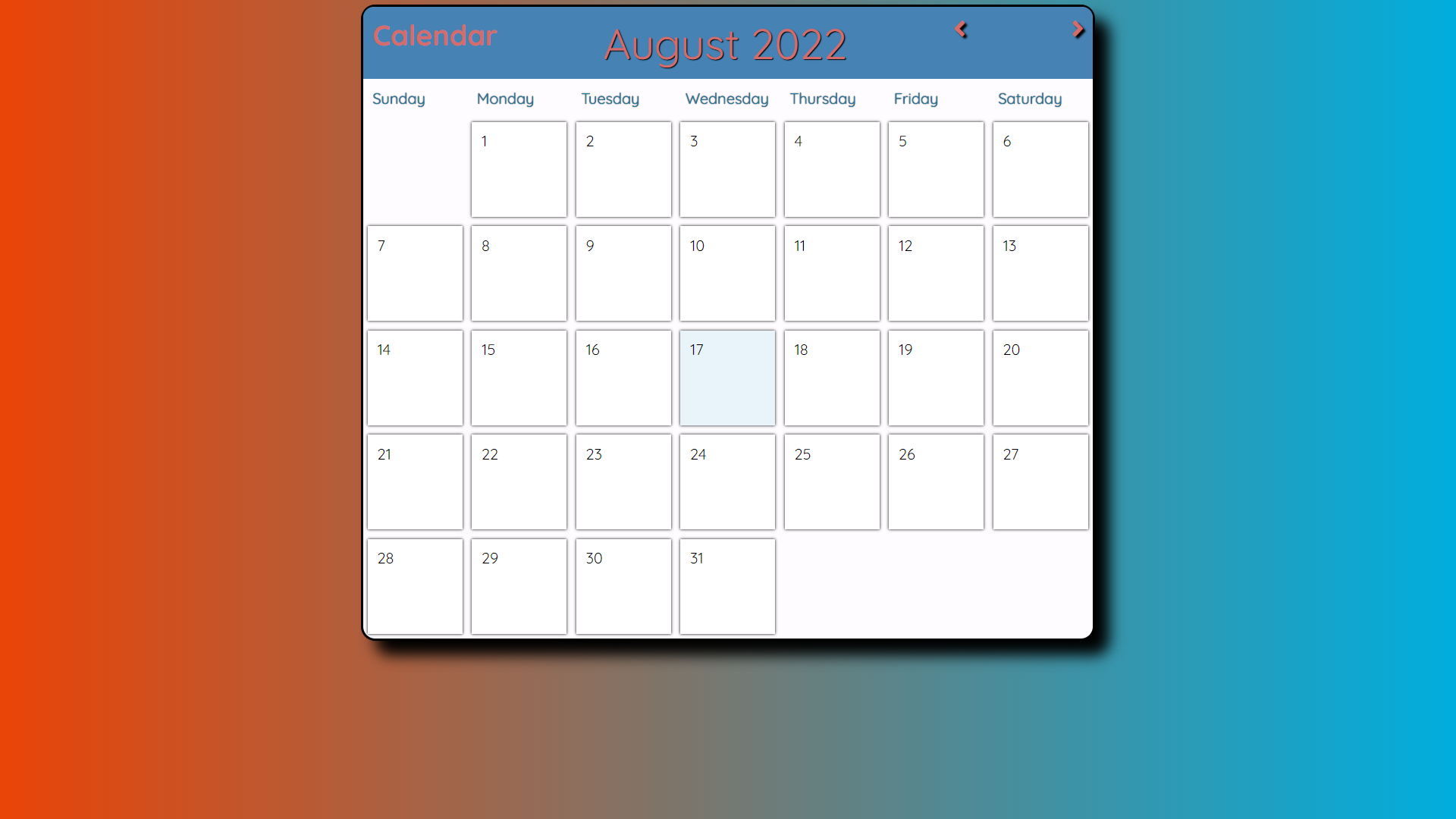 Yearly Calendar